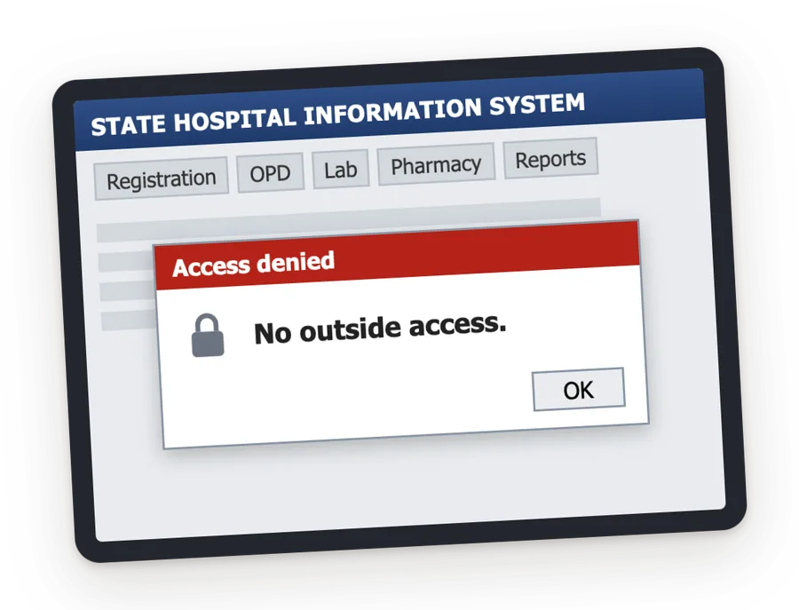 A closed hospital system on a screen